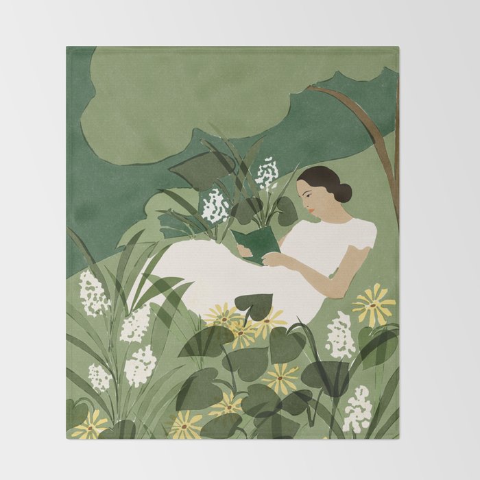 Books, Spring, Flowers Throw Blanket Gallery Image 2