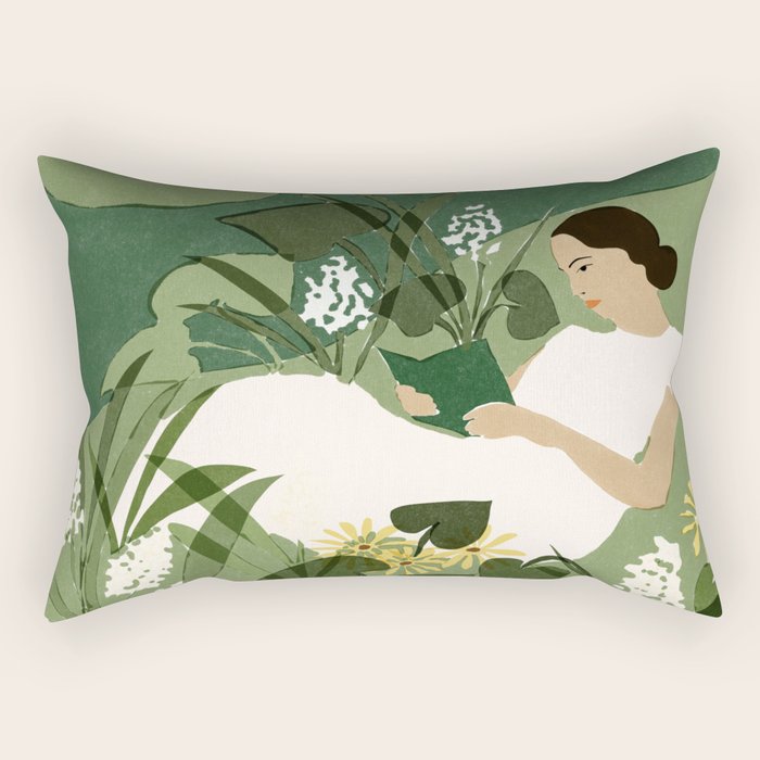 Books, Spring, Flowers Rectangular Pillow Gallery Image 1