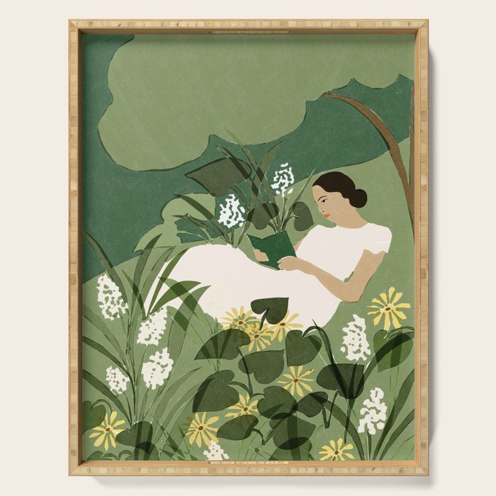 Books, Spring, Flowers Serving Tray Gallery Image 1