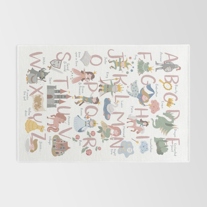 Fairy tale alphabet, fairytale ABC in pink and pastel Rug Gallery Image 2