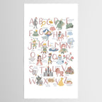 Fairy tale alphabet, fairytale ABC in pink and pastel Tablecloth Gallery Image 2
