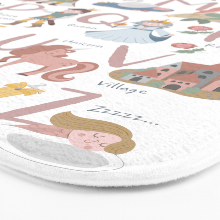Fairy tale alphabet, fairytale ABC in pink and pastel Bath Mat Gallery Image 3