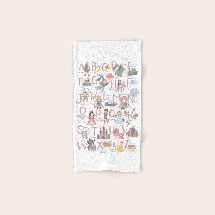 Fairy tale alphabet, fairytale ABC in pink and pastel Bath Towel Gallery Image 1