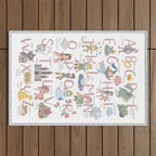 Fairy tale alphabet, fairytale ABC in pink and pastel Outdoor Rug Gallery Image 1