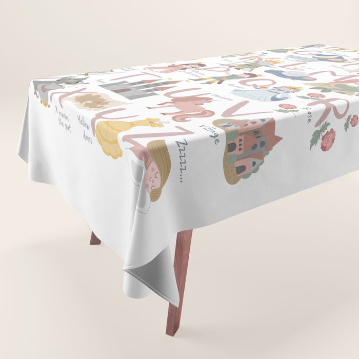 Fairy tale alphabet, fairytale ABC in pink and pastel Tablecloth Gallery Image 1