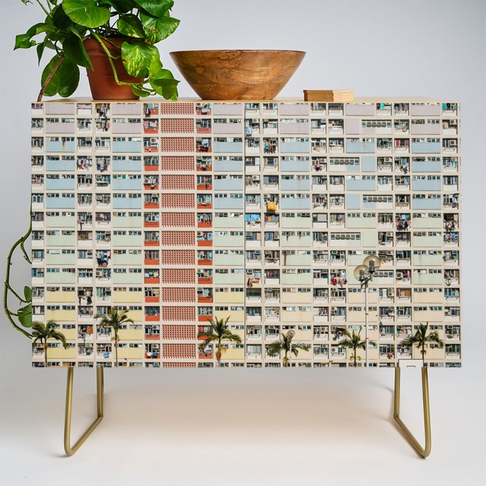 Colorful building Facade in Hong Kong - pastel color - Basketball court, Hongkong Credenza Gallery Image 1