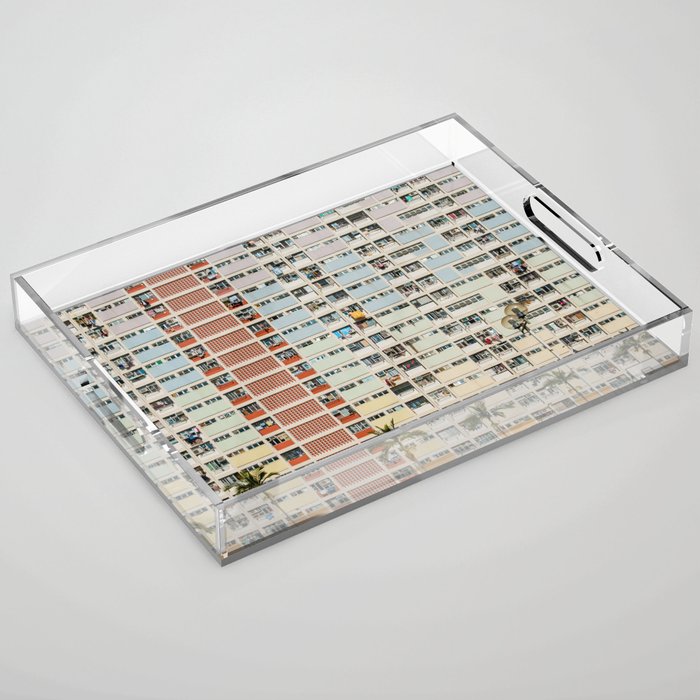 Colorful building Facade in Hong Kong - pastel color - Basketball court, Hongkong Acrylic Tray Gallery Image 1
