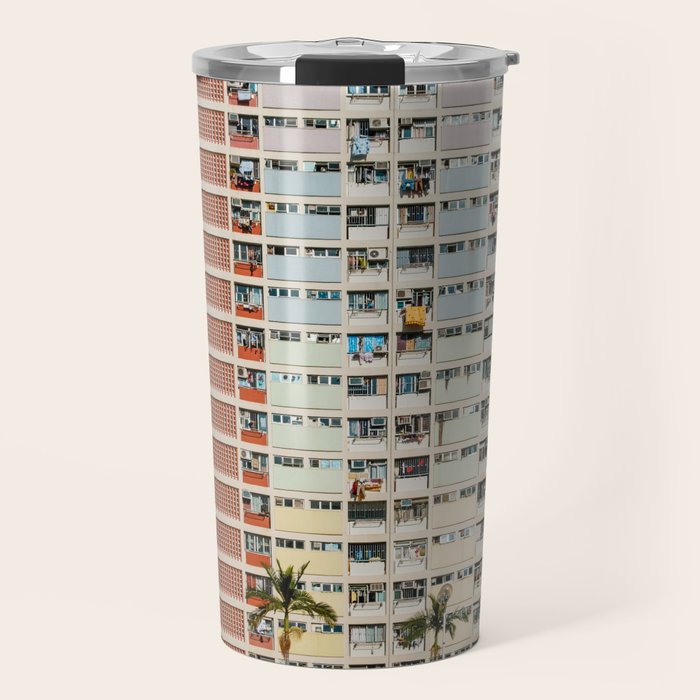 Colorful building Facade in Hong Kong - pastel color - Basketball court, Hongkong Travel Mug Gallery Image 1