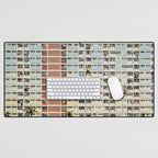 Colorful building Facade in Hong Kong - pastel color - Basketball court, Hongkong Desk Mat Gallery Image 1