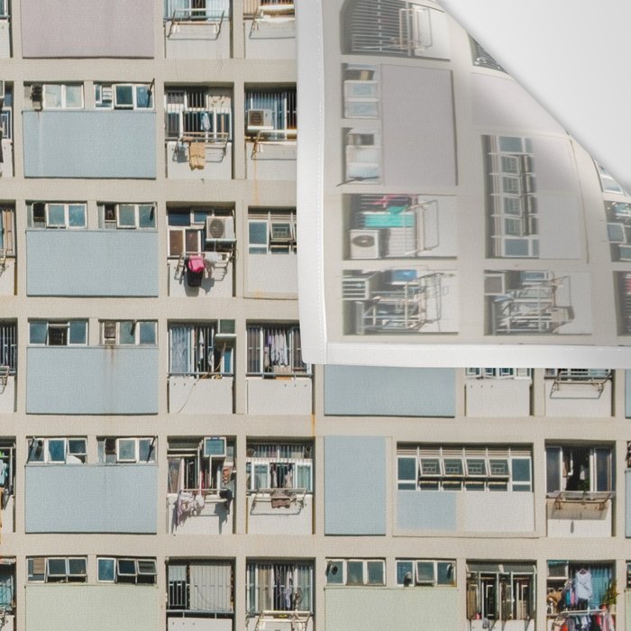 Colorful building Facade in Hong Kong - pastel color - Basketball court, Hongkong Wall Tapestry Gallery Image 3