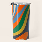 Wavy Loops Retro Colorful Abstract Pattern Blue Orange Mustard Green Beige Travel Mug Gallery Image 3