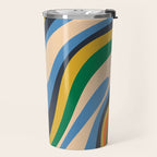 Wavy Loops Retro Colorful Abstract Pattern Blue Orange Mustard Green Beige Travel Mug Gallery Image 2