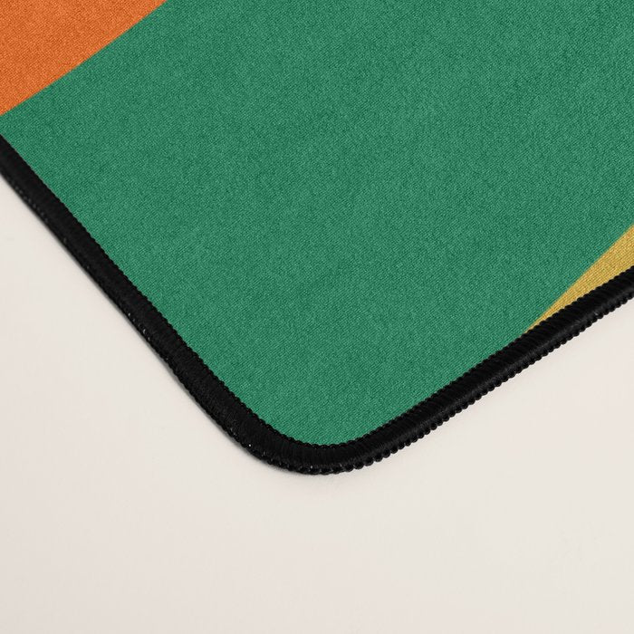 Wavy Loops Retro Colorful Abstract Pattern Blue Orange Mustard Green Beige Desk Mat Gallery Image 4