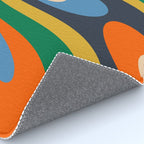 Wavy Loops Retro Colorful Abstract Pattern Blue Orange Mustard Green Beige Rug Gallery Image 4