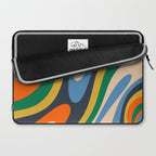 Wavy Loops Retro Colorful Abstract Pattern Blue Orange Mustard Green Beige Laptop Sleeve Gallery Image 2