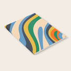 Wavy Loops Retro Colorful Abstract Pattern Blue Orange Mustard Green Beige Notebook Gallery Image 2