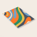 Wavy Loops Retro Colorful Abstract Pattern Blue Orange Mustard Green Beige Notebook Gallery Image 3