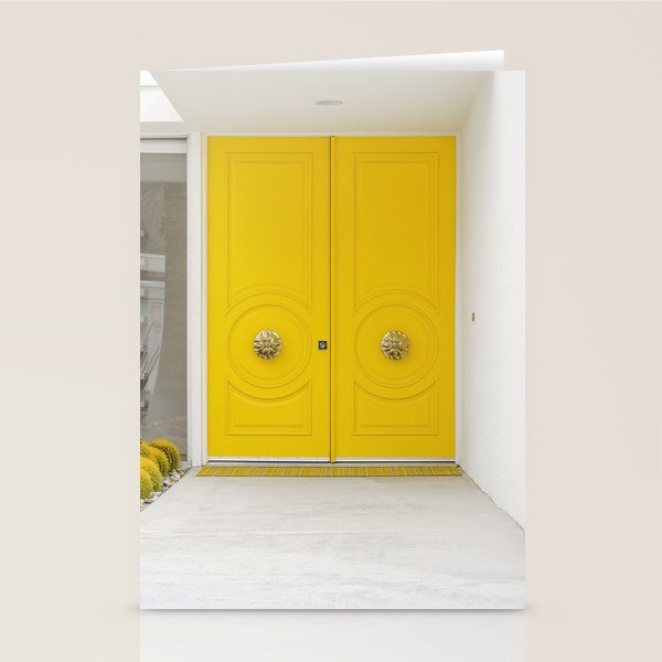 Canary Yellow Doors on a Mid-Century Modern Home - Palm Springs, California Stationery Card Gallery Image 2