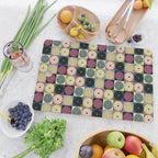 Retro Flowers Check Pattern I Cutting Board Gallery Image 2