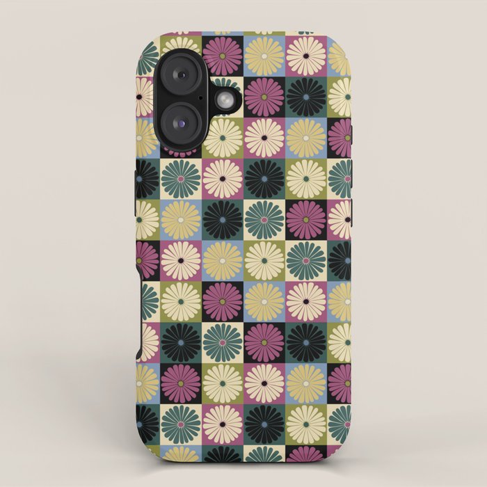 Retro Flowers Check Pattern I iPhone Case Gallery Image 1