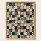 Retro Flowers Check Pattern I Serving Tray Gallery Image 1