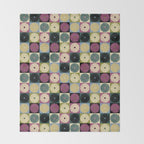 Retro Flowers Check Pattern I Throw Blanket Gallery Image 2