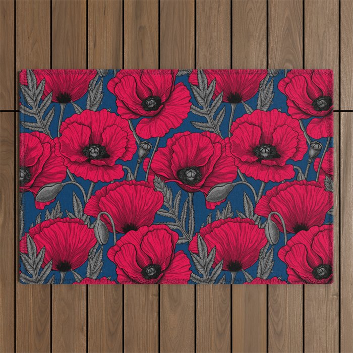 Night poppy garden  Outdoor Rug Gallery Image 1