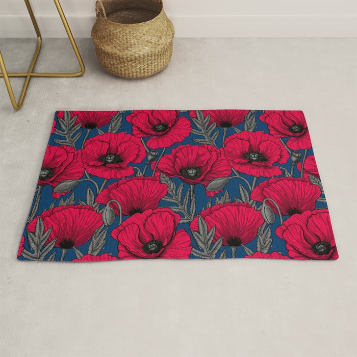 Night poppy garden  Rug Gallery Image 1