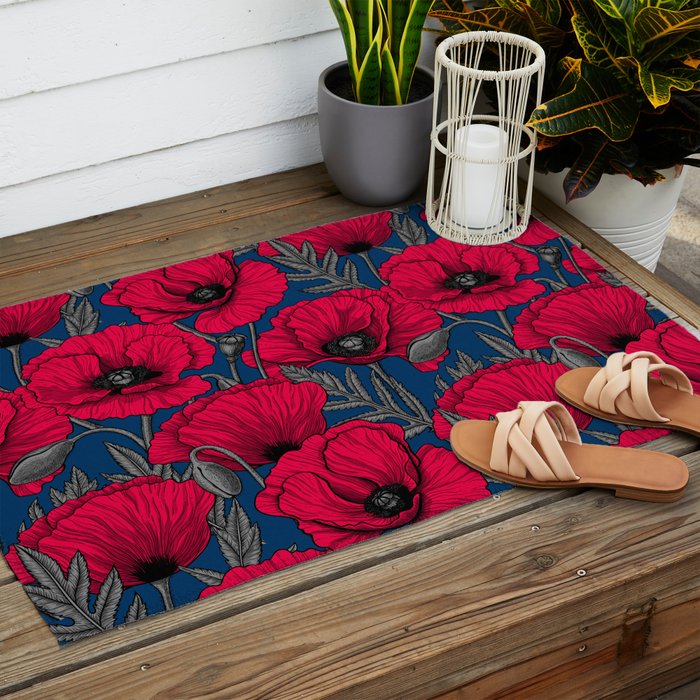 Night poppy garden  Outdoor Rug Gallery Image 2