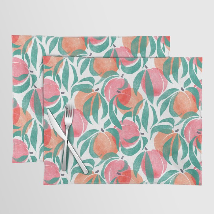 Peaches - peach pink and teal Placemat Gallery Image 1