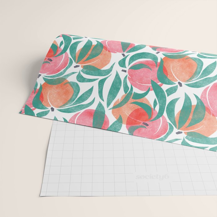 Peaches - peach pink and teal Wrapping Paper Gallery Image 2