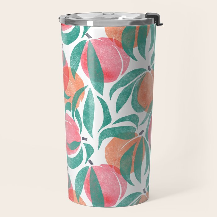 Peaches - peach pink and teal Travel Mug Gallery Image 2