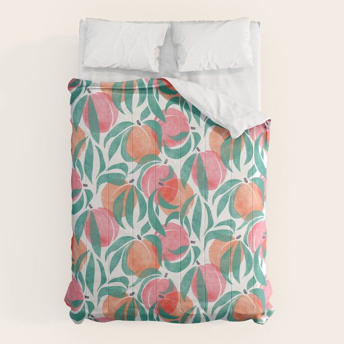 Peaches - peach pink and teal Comforter Gallery Image 6