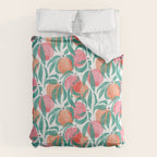 Peaches - peach pink and teal Comforter Gallery Image 6