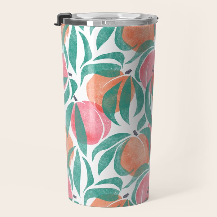 Peaches - peach pink and teal Travel Mug Gallery Image 3