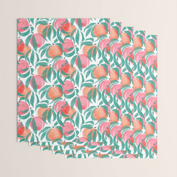 Peaches - peach pink and teal Wrapping Paper Gallery Image 3