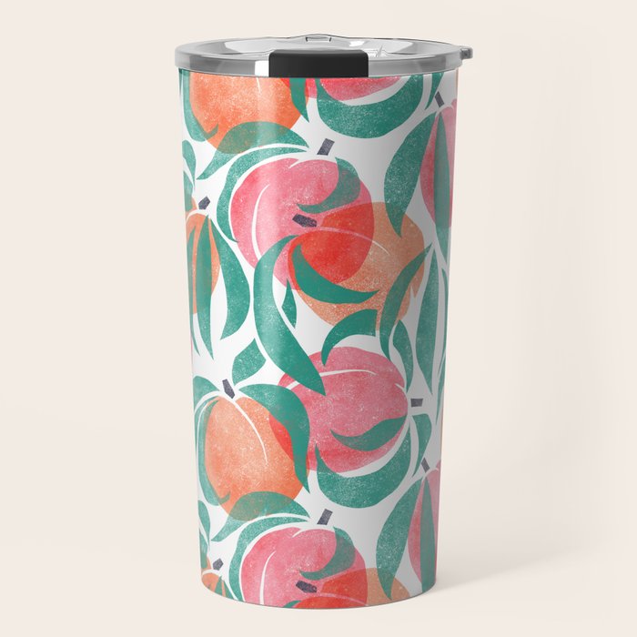 Peaches - peach pink and teal Travel Mug Gallery Image 1