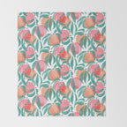 Peaches - peach pink and teal Throw Blanket Gallery Image 2
