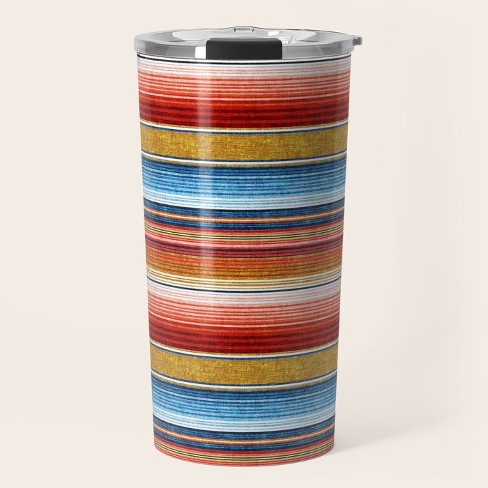 serape southwest stripe - red, blue, gold Travel Mug Gallery Image 1
