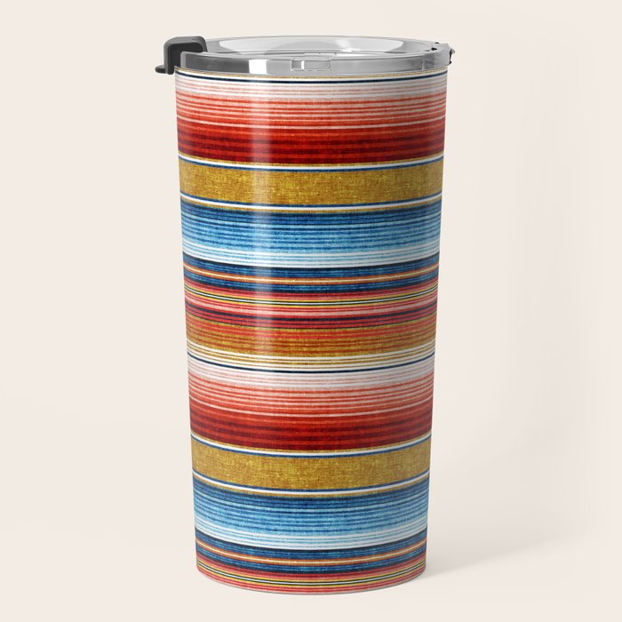 serape southwest stripe - red, blue, gold Travel Mug Gallery Image 3