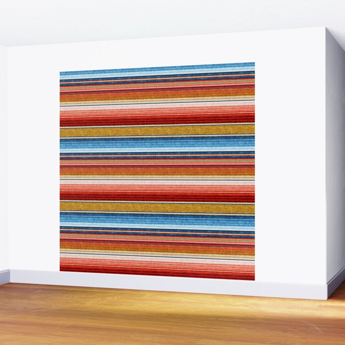 serape southwest stripe - red, blue, gold Wall Mural Gallery Image 2