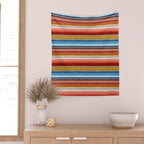 serape southwest stripe - red, blue, gold Wall Tapestry Gallery Image 2