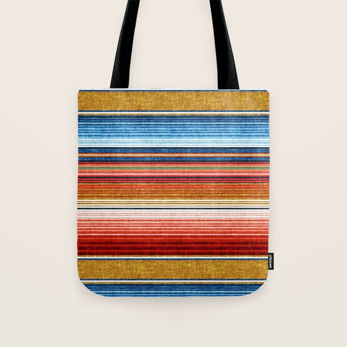serape southwest stripe - red, blue, gold Tote Bag Gallery Image 1