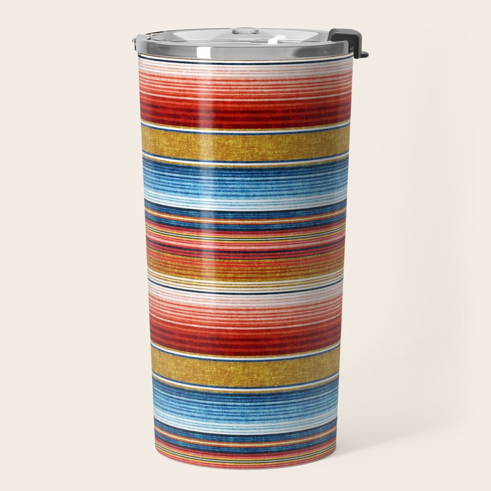 serape southwest stripe - red, blue, gold Travel Mug Gallery Image 2