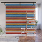 serape southwest stripe - red, blue, gold Wall Mural Gallery Image 1
