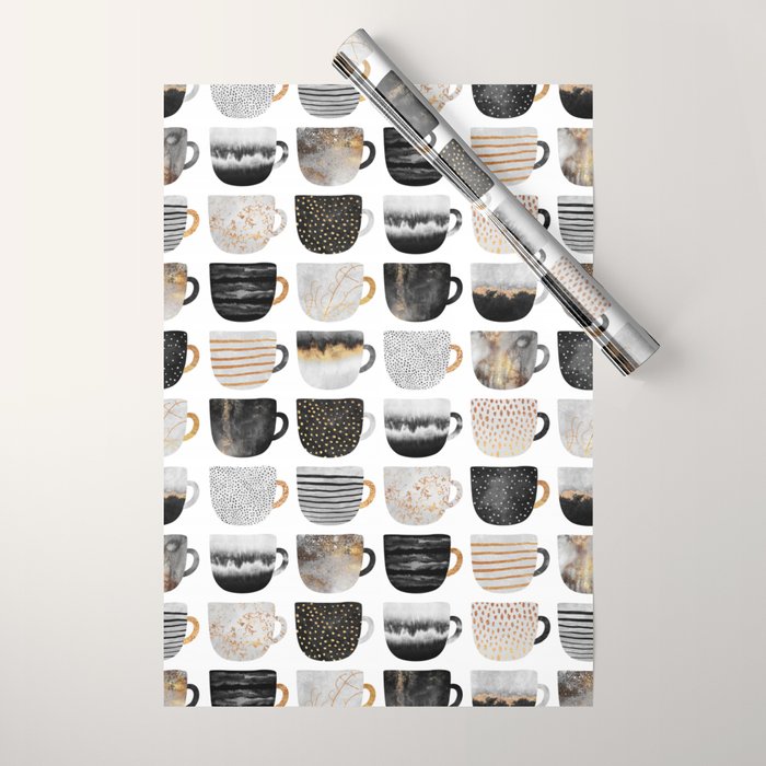 Pretty Coffe Cups 3 - White Wrapping Paper Gallery Image 1