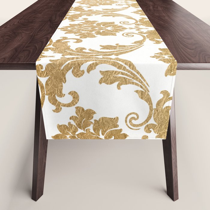 Gold swirls damask #4 Table Runner Gallery Image 1