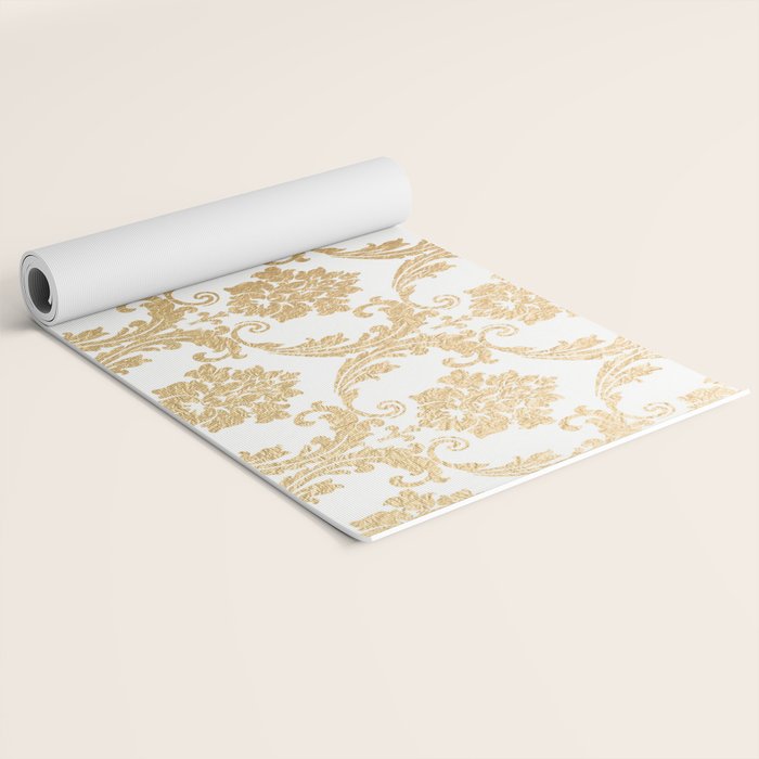 Gold swirls damask #4 Yoga Mat Gallery Image 2
