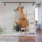 Fox Watercolor Red Fox Painting Wall Mural Gallery Image 1