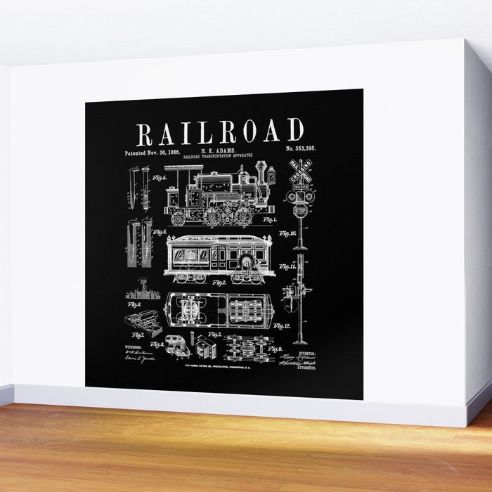 Railroad Railway Steam Locomotive Train Vintage Patent Print Wall Mural Gallery Image 2